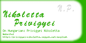 nikoletta privigyei business card